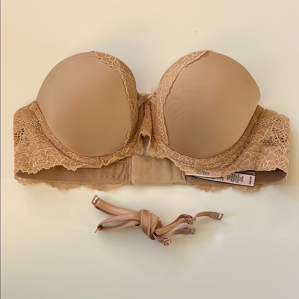 Victorias Secret Lace Strapless Tan Multiway Bra